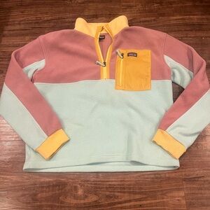 Patagonia Yellow and Pink Fleece Jacket kids xxl